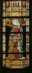 Vindue, der viser Sankt Anne, der lærer Jomfruen at læse, 1500-10